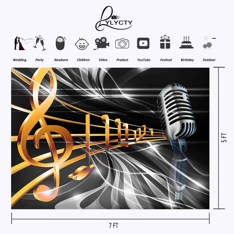 LYLYCTY 7x5ft Dream Music Backdrop Dream Music Symbol Microphone Photography Background and Dream Music Party Backdrop Props LYLX285 - Image 3